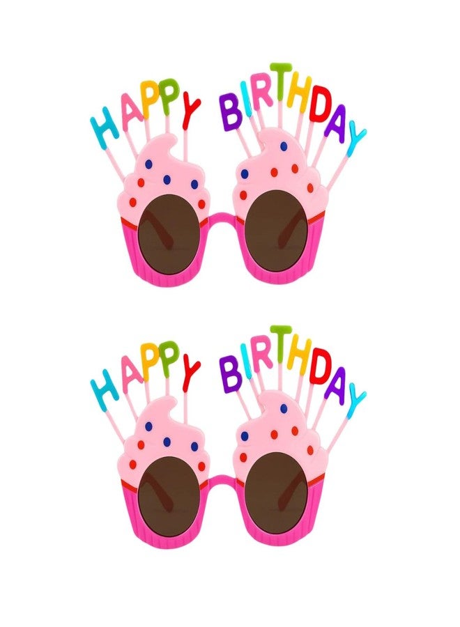 وي3 نظارات واقية مزخرفة لحفلات أعياد الميلاد من we3 للأطفال والكبار، نظارات بلاستيكية ملونة بتصميم عيد ميلاد سعيد، دعائم مرحة لجلسات التصوير (عبوة من قطعتين، وردي) - Image 1